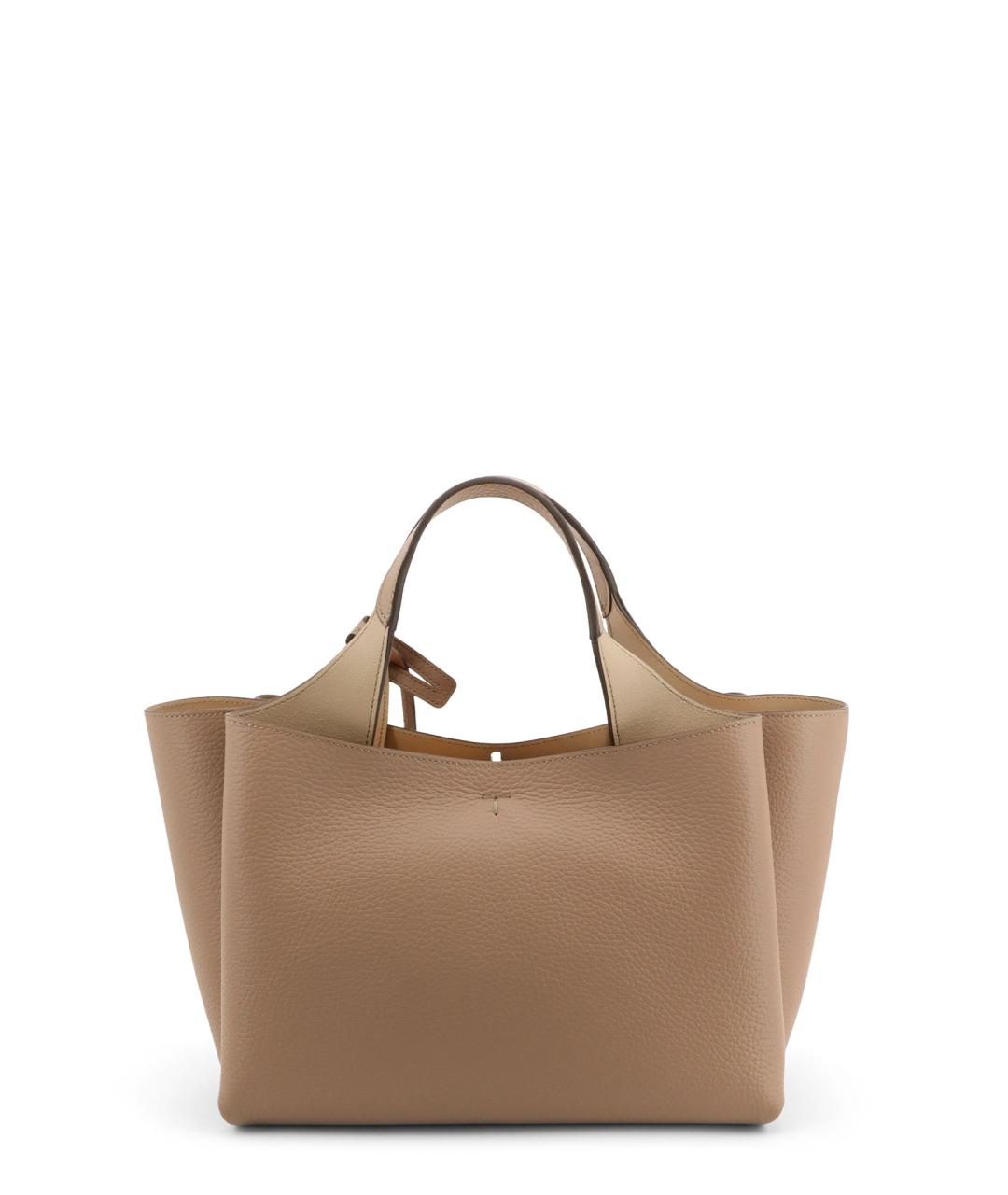 TOD'S Бежевая кожаная сумка тоут, фото 2