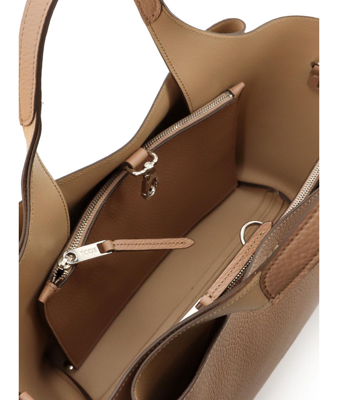 TOD'S Бежевая кожаная сумка тоут, фото 4