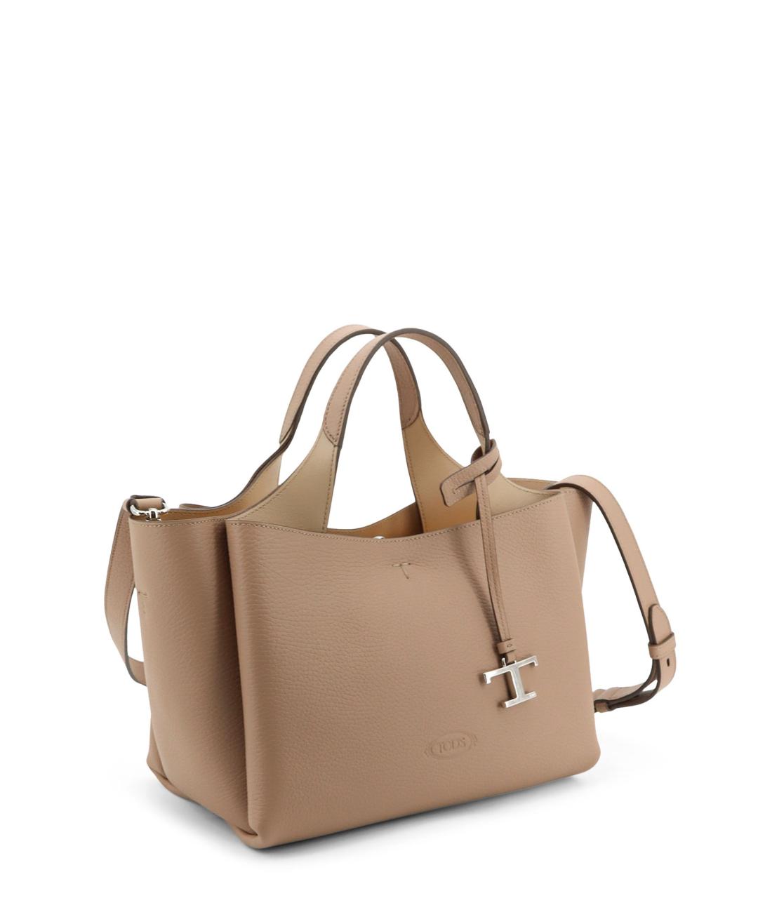 TOD'S Бежевая кожаная сумка тоут, фото 3