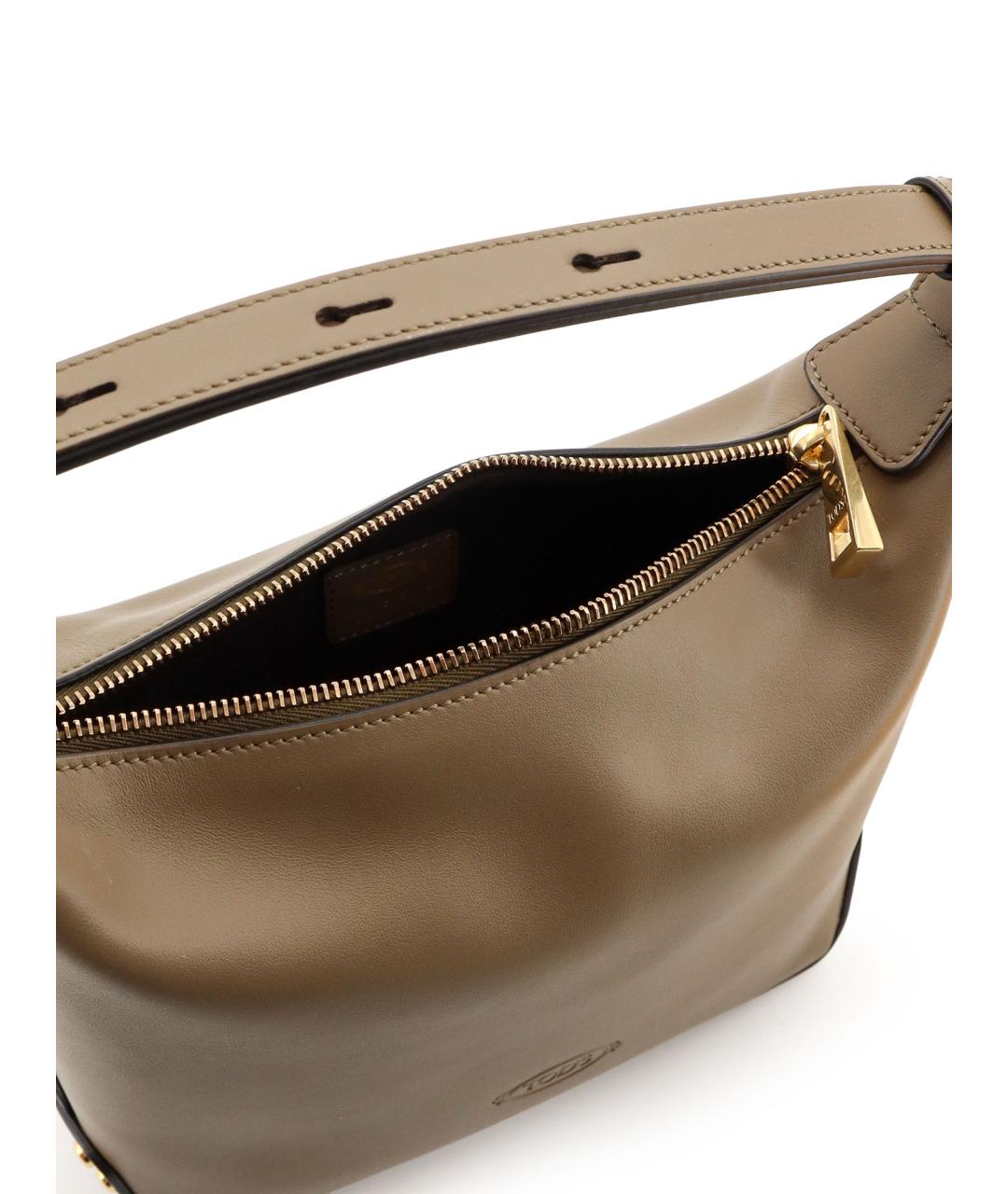 TOD'S Хаки кожаная сумка через плечо, фото 4