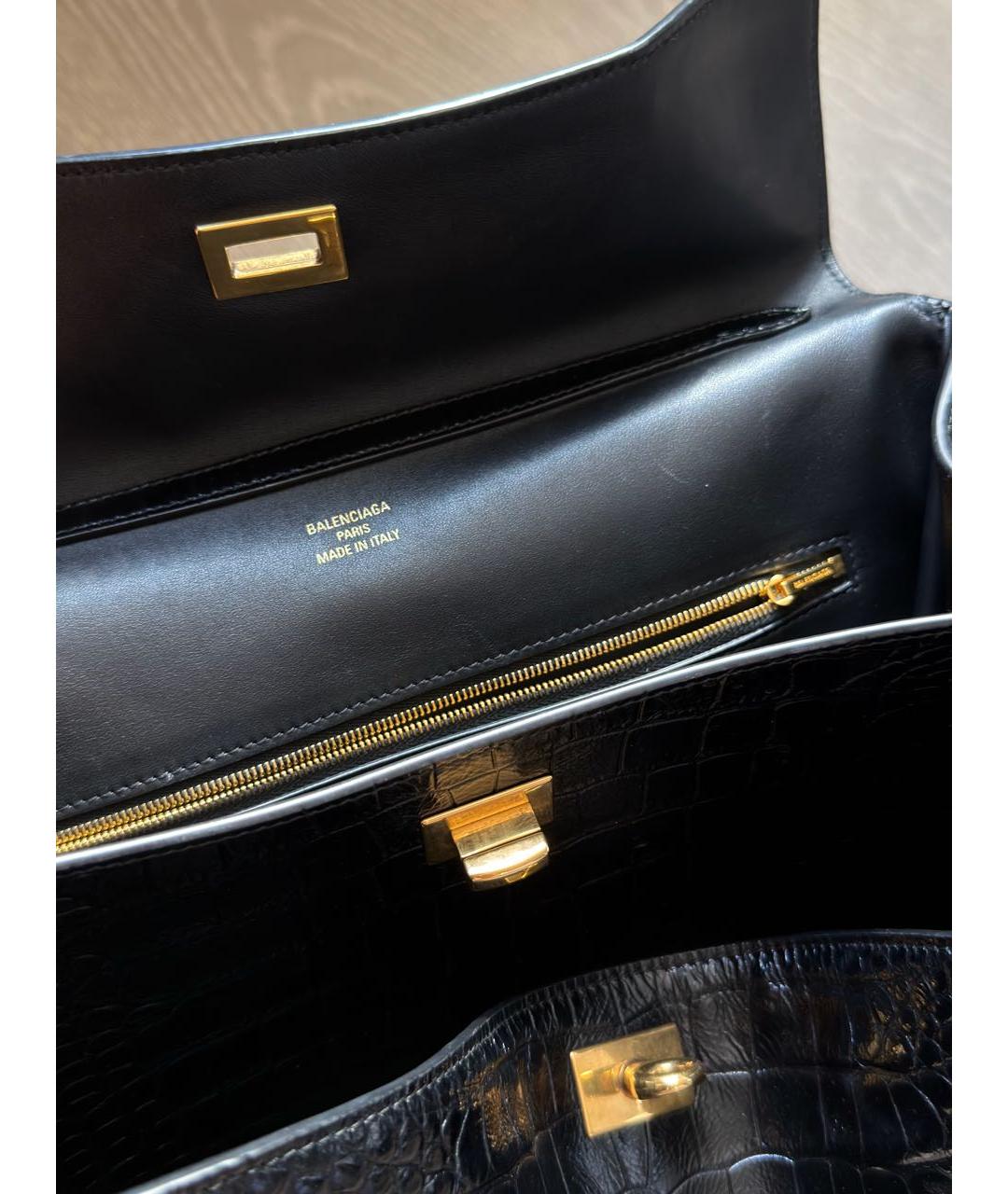 BALENCIAGA Черная сумка тоут из лакированной кожи, фото 4
