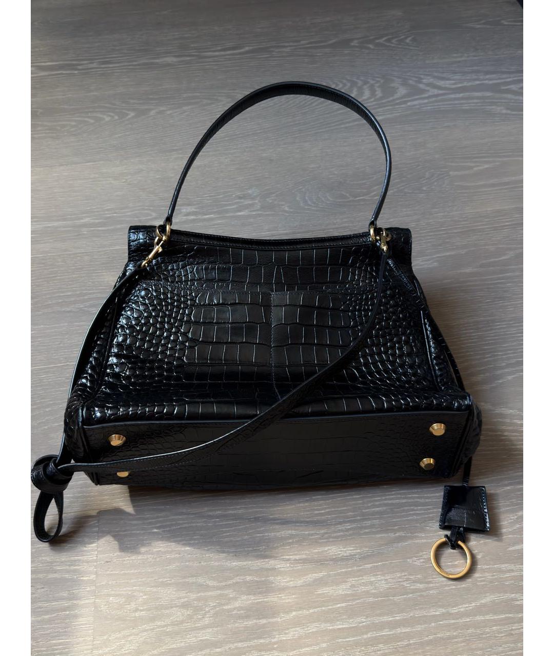 BALENCIAGA Черная сумка тоут из лакированной кожи, фото 3