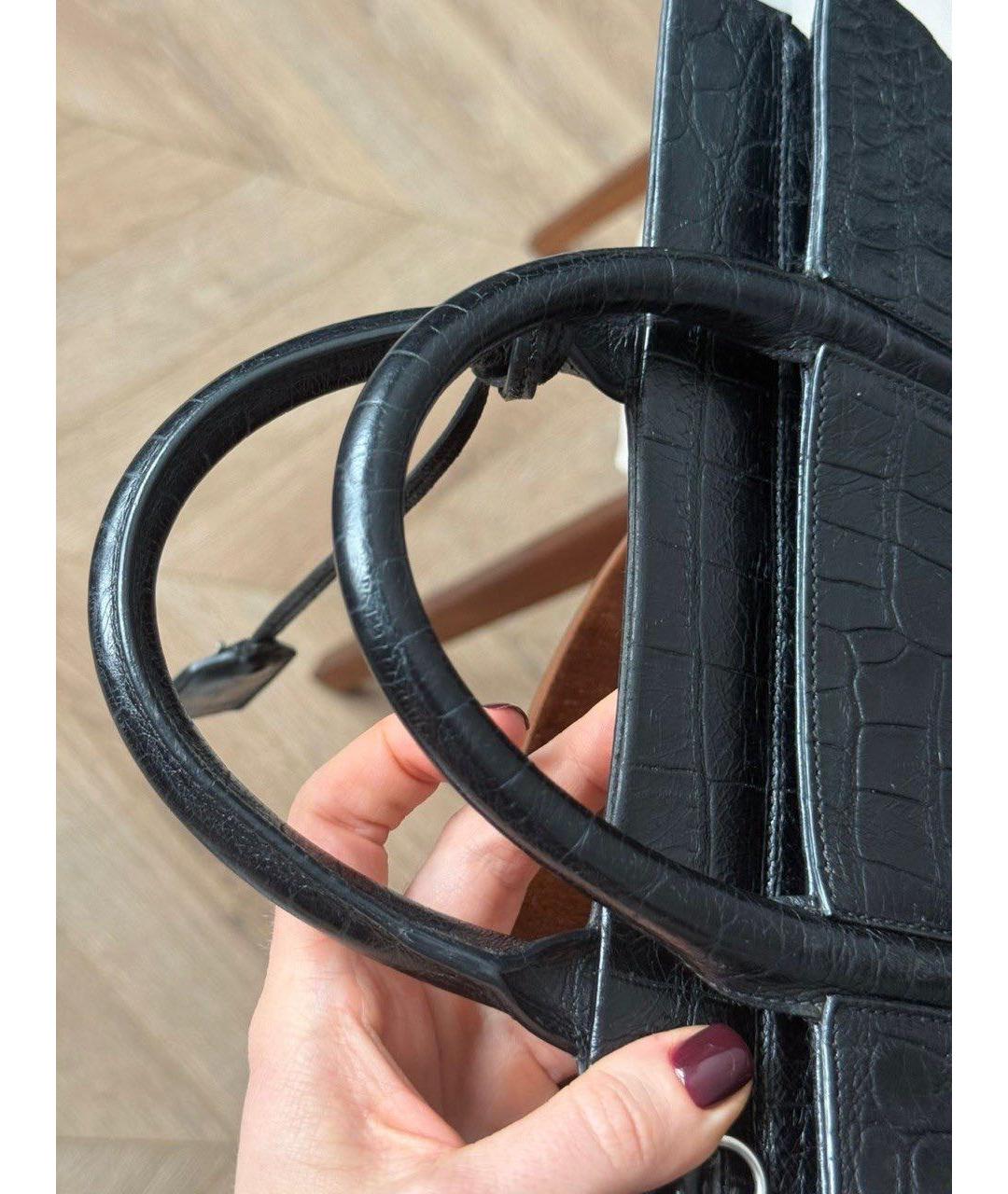 SAINT LAURENT Черная сумка тоут из лакированной кожи, фото 3