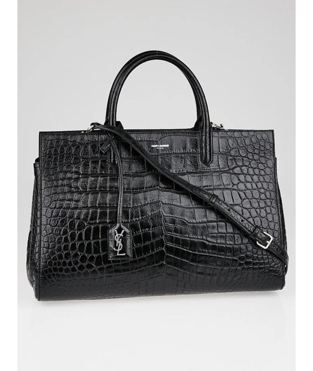 SAINT LAURENT Черная сумка тоут из лакированной кожи, фото 8