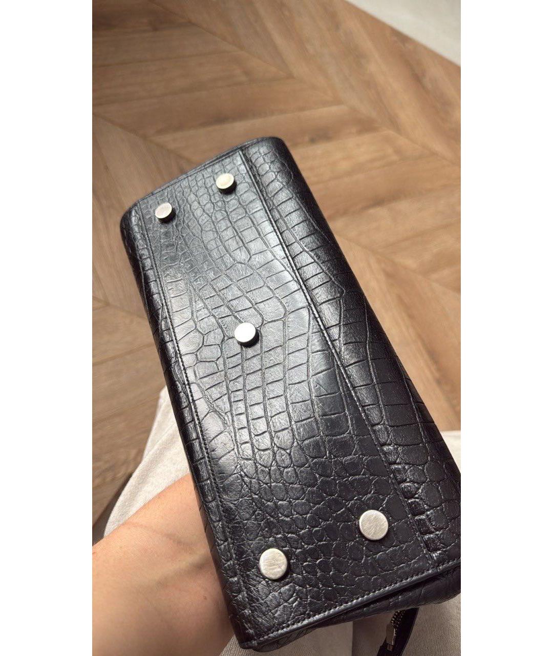SAINT LAURENT Черная сумка тоут из лакированной кожи, фото 4
