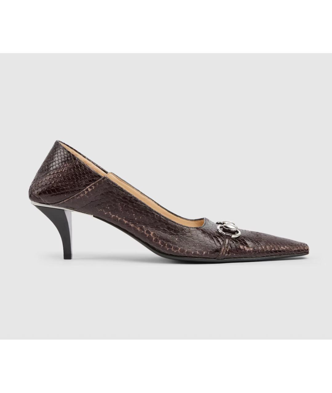 GUCCI Коричневые туфли из экзотической кожи, фото 4