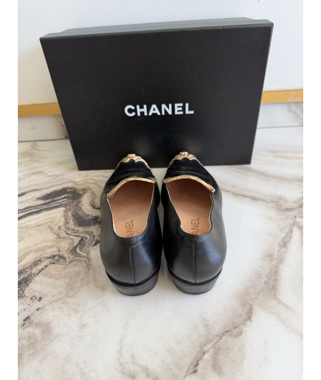 CHANEL Черные кожаные лоферы, фото 6