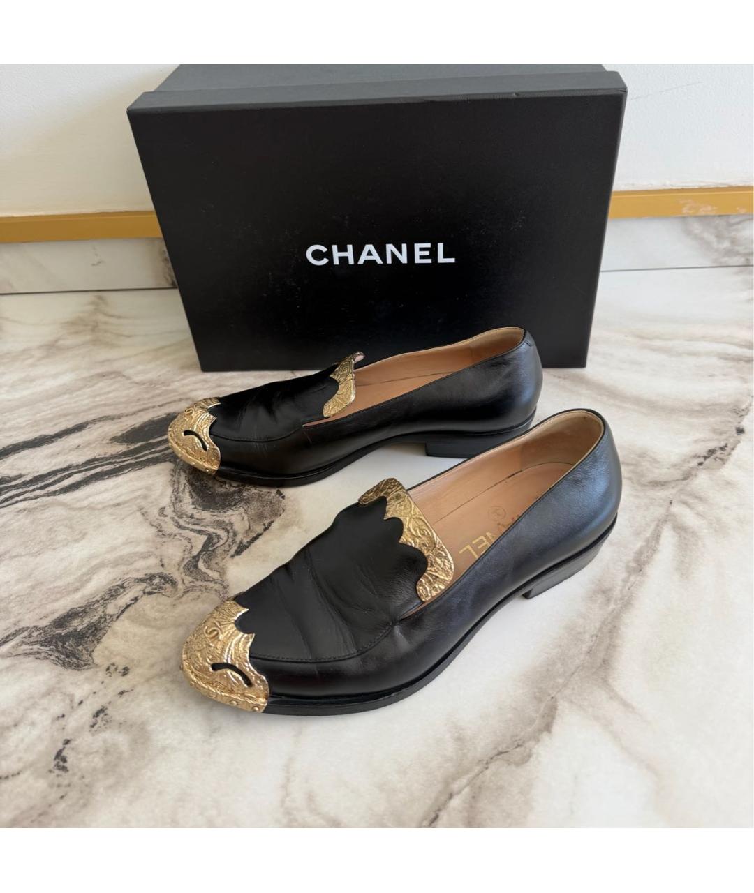 CHANEL Черные кожаные лоферы, фото 9