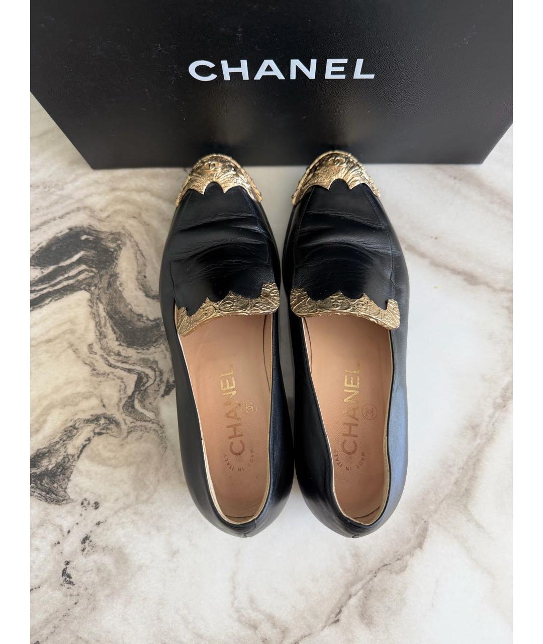CHANEL Черные кожаные лоферы, фото 7
