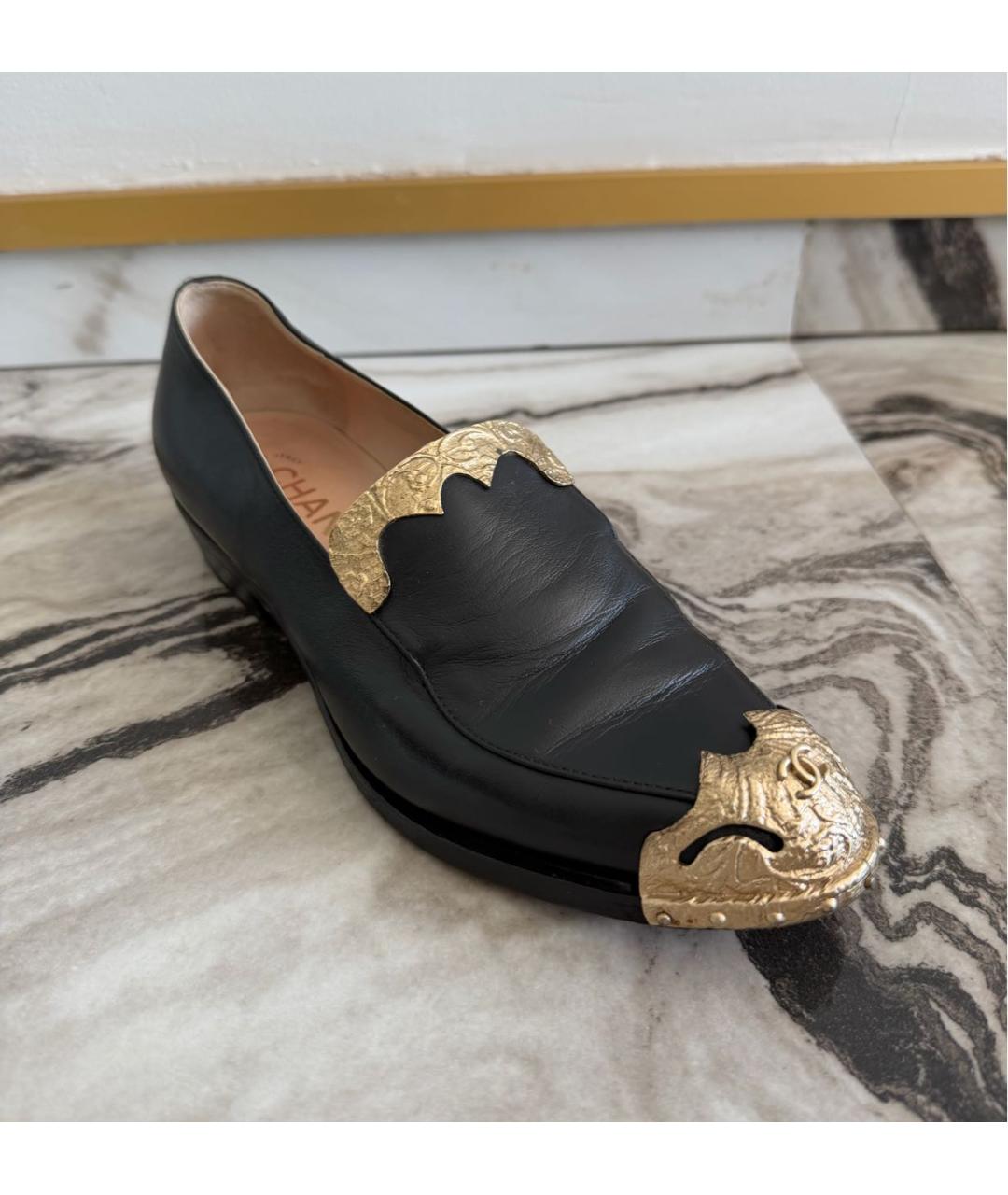 CHANEL Черные кожаные лоферы, фото 2