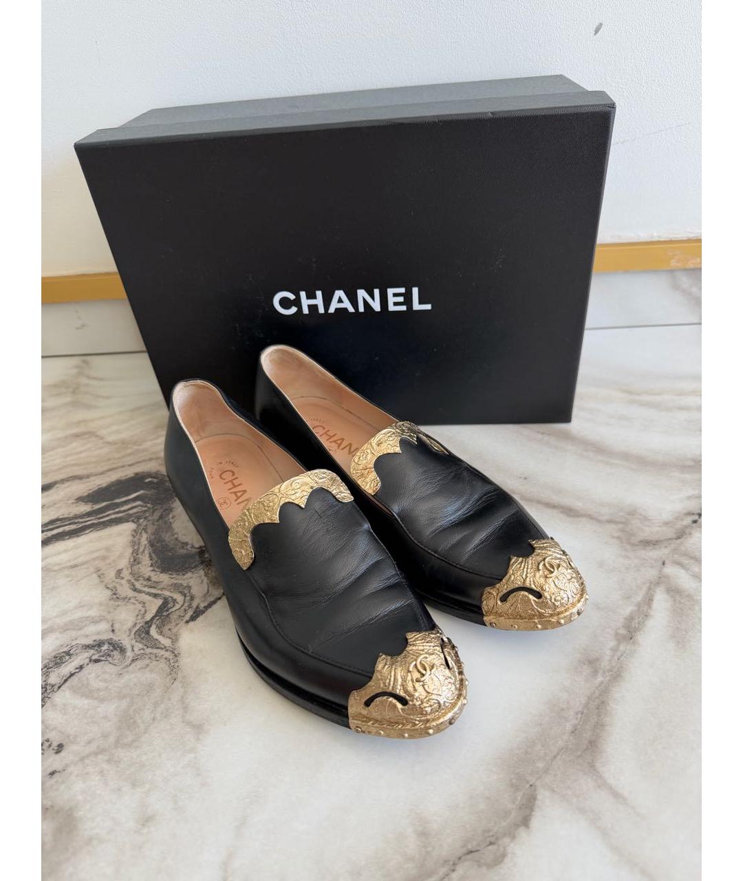 CHANEL Черные кожаные лоферы, фото 8