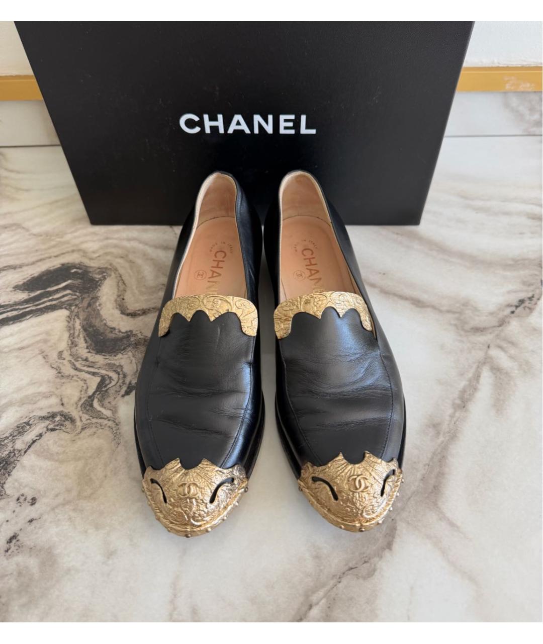 CHANEL Черные кожаные лоферы, фото 4
