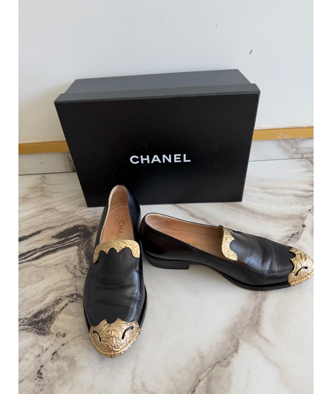 CHANEL Черные кожаные лоферы, фото 5