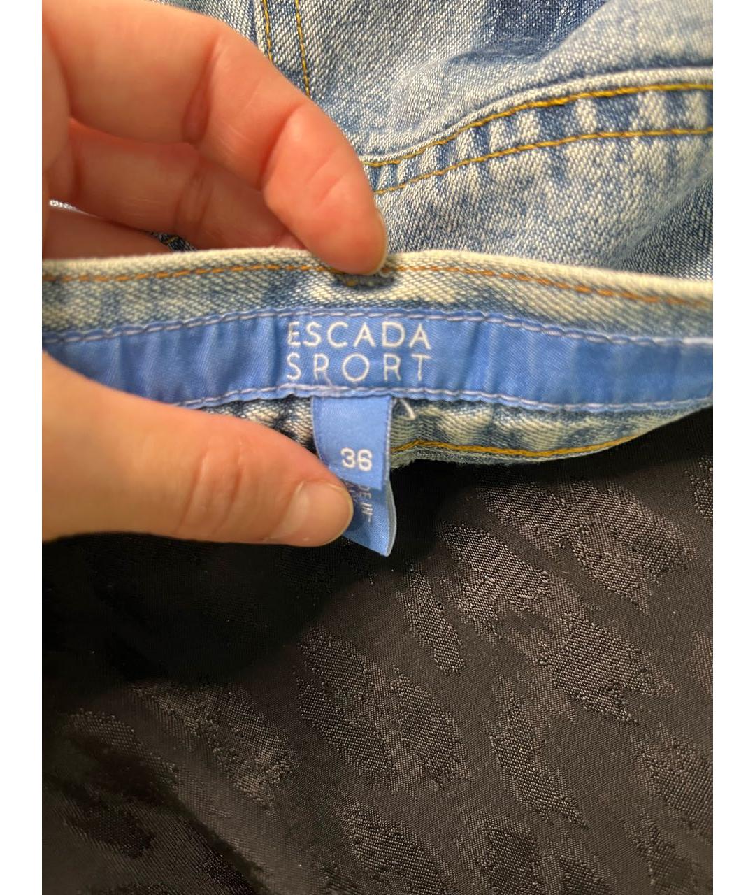 ESCADA Голубые хлопковые прямые джинсы, фото 3