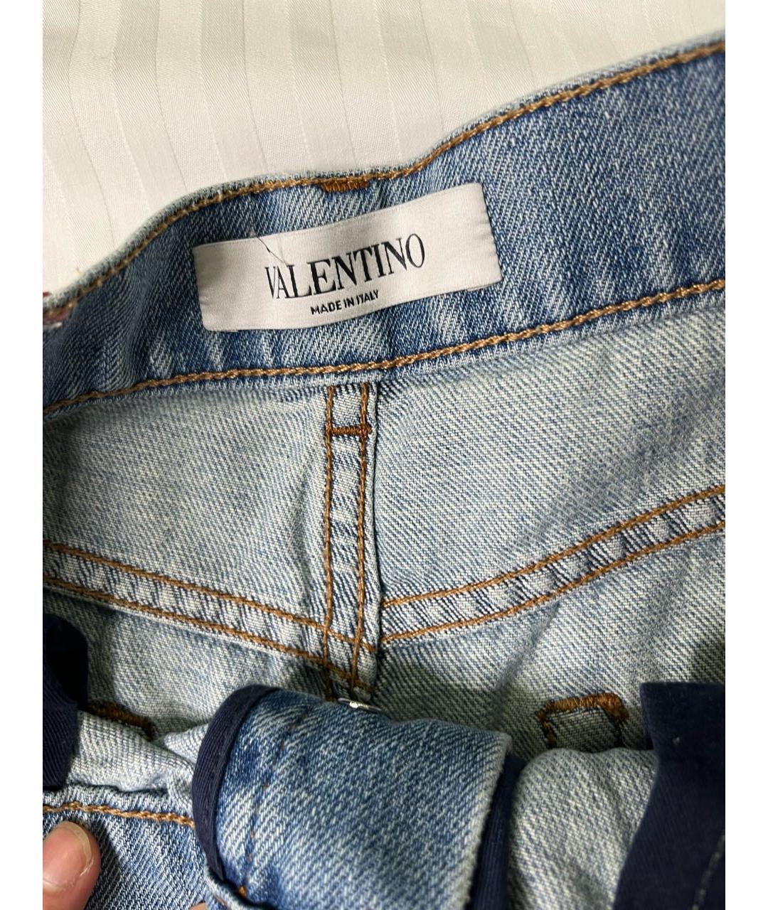 VALENTINO Голубые хлопковые прямые джинсы, фото 3