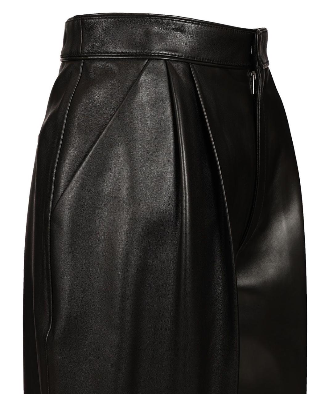 BOTTEGA VENETA Черные кожаные брюки широкие, фото 5