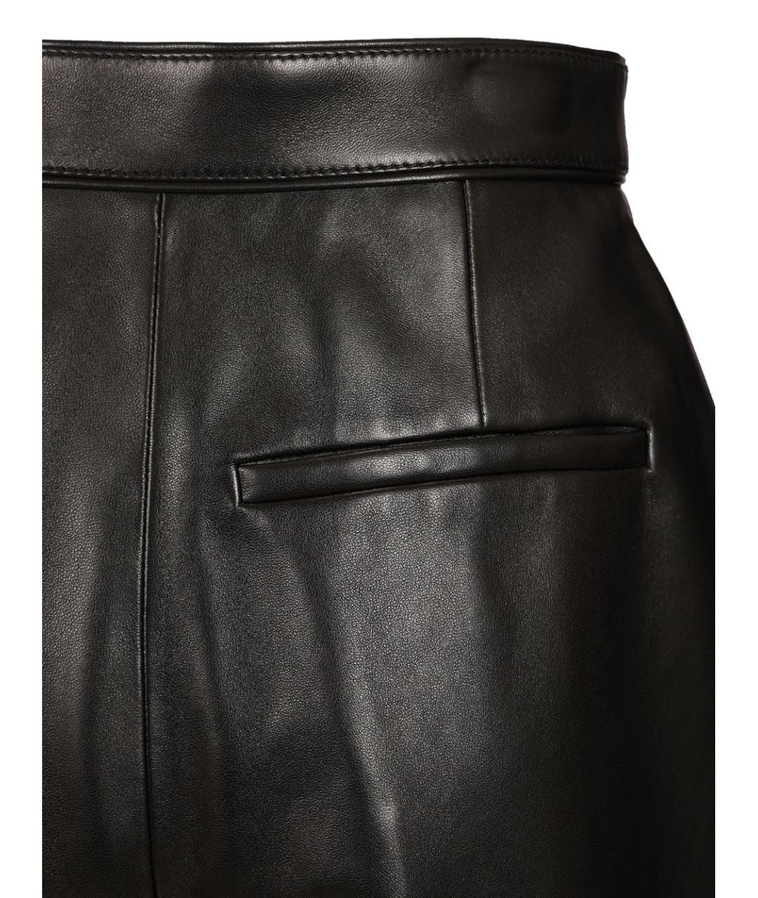 BOTTEGA VENETA Черные кожаные брюки широкие, фото 6