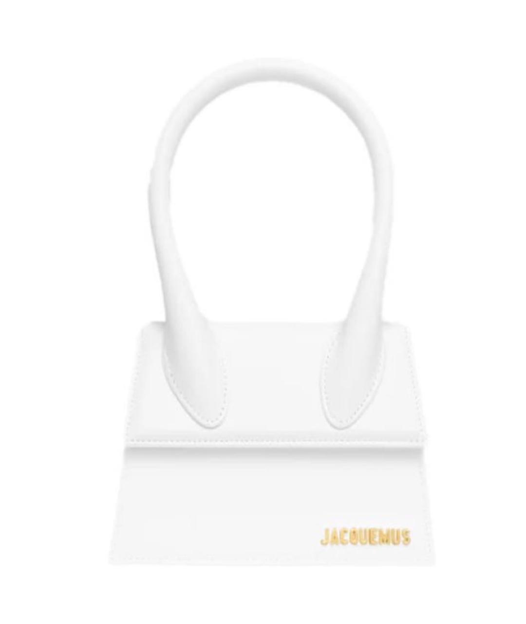 JACQUEMUS Белая кожаная сумка с короткими ручками, фото 1