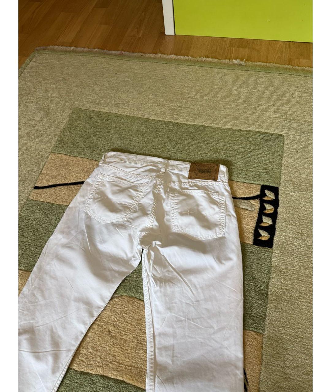 POLO RALPH LAUREN Белые хлопко-льняные прямые джинсы, фото 4