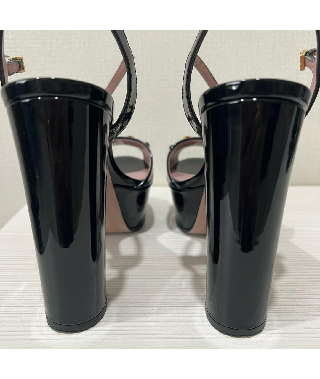 GUCCI Черные босоножки из лакированной кожи, фото 4