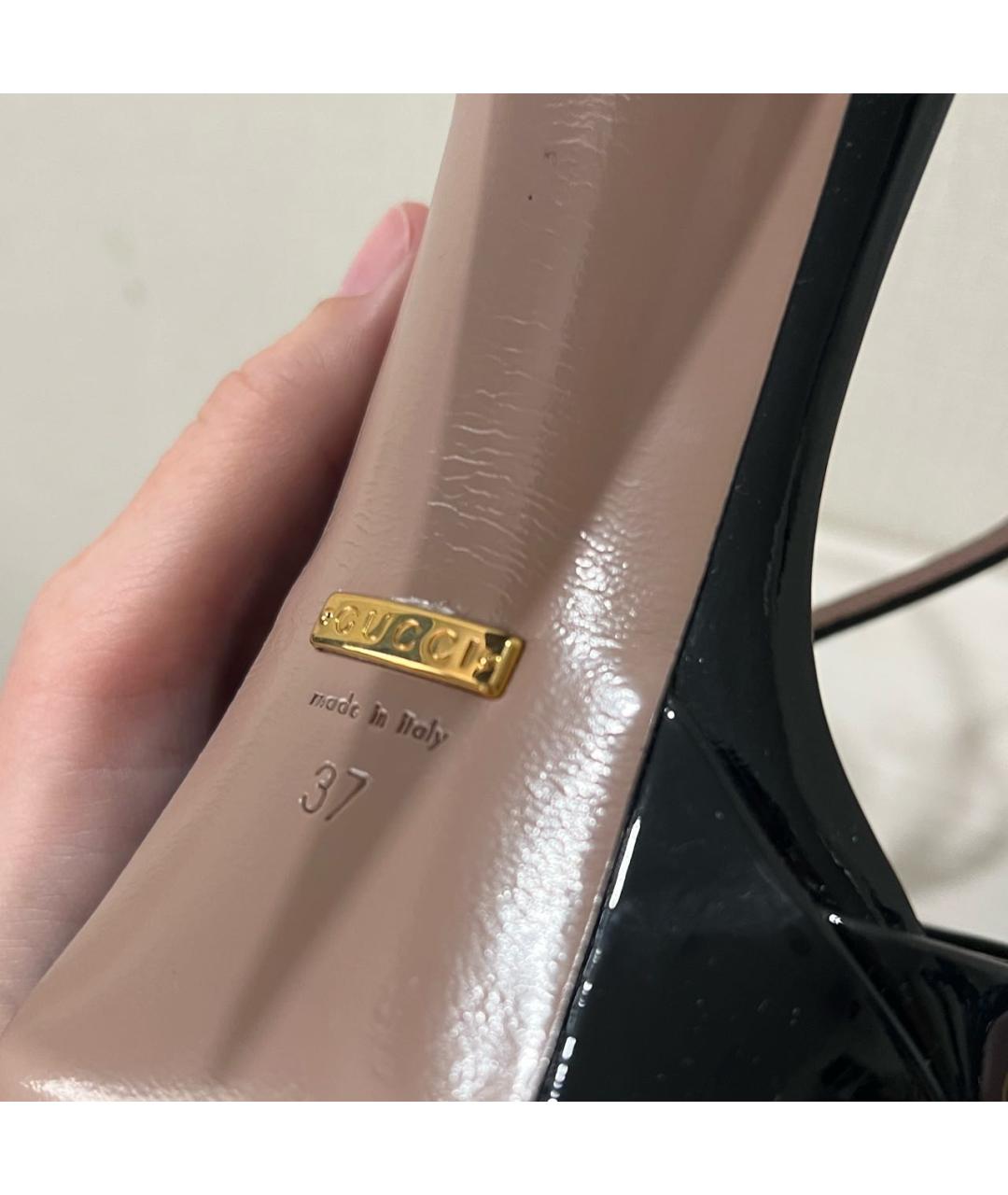 GUCCI Черные босоножки из лакированной кожи, фото 6