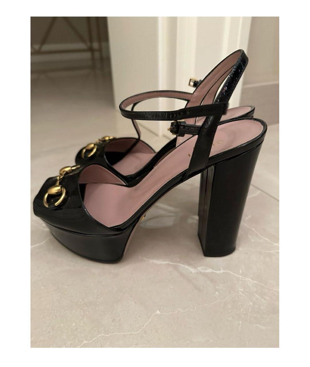 GUCCI Черные босоножки из лакированной кожи, фото 7