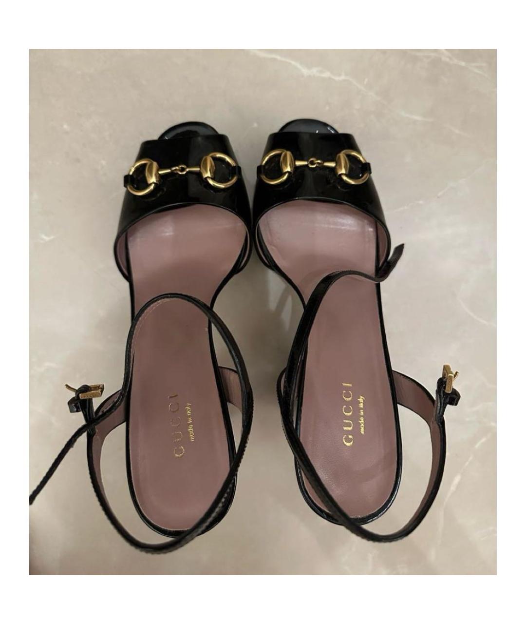 GUCCI Черные босоножки из лакированной кожи, фото 3