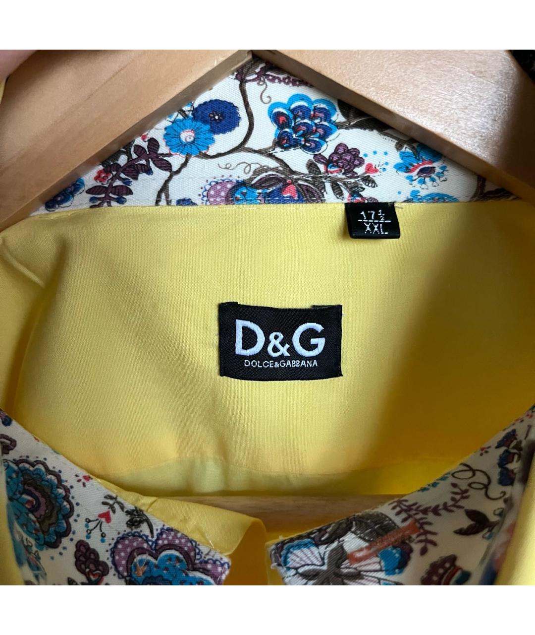DOLCE&GABBANA Желтая хлопковая классическая рубашка, фото 3
