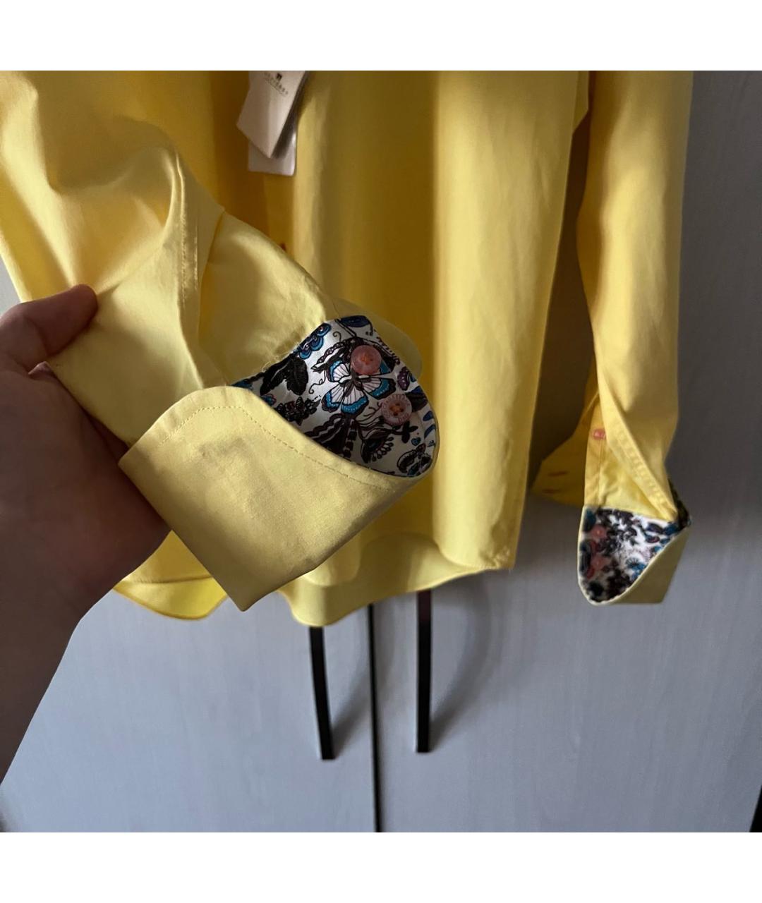 DOLCE&GABBANA Желтая хлопковая классическая рубашка, фото 5