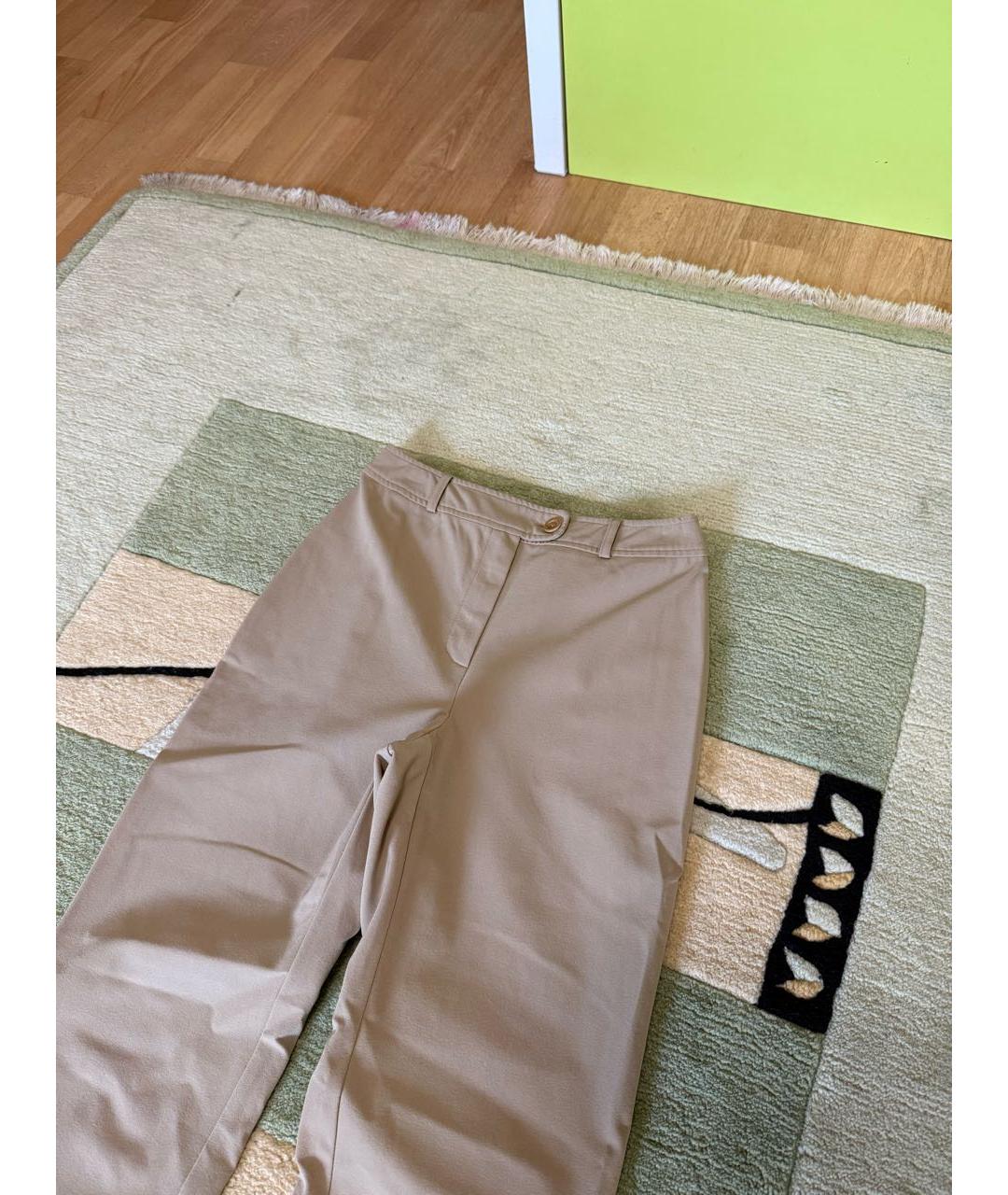 MAX MARA Бежевые хлопковые прямые брюки, фото 2