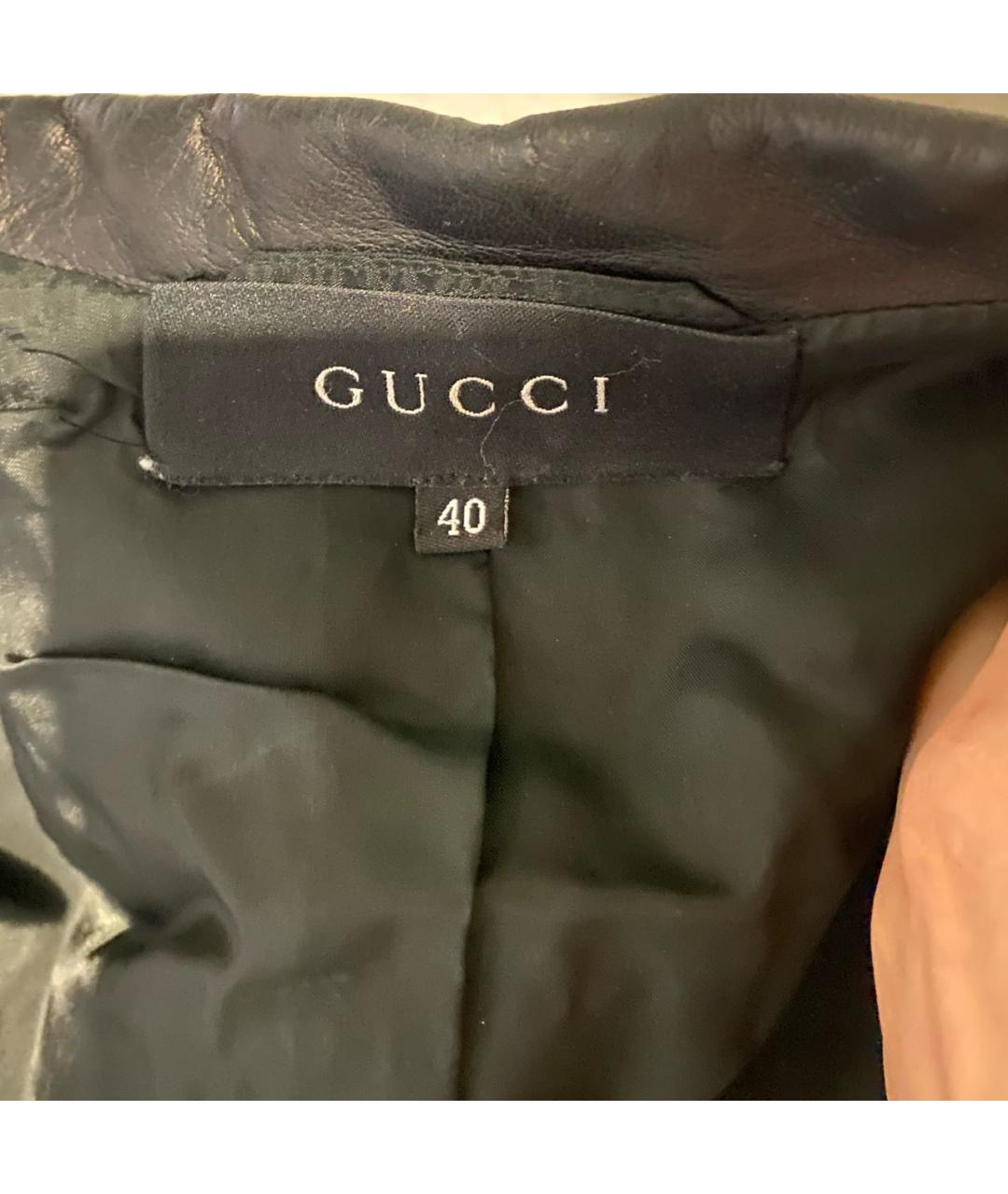 GUCCI Черный кожаный жакет/пиджак, фото 3