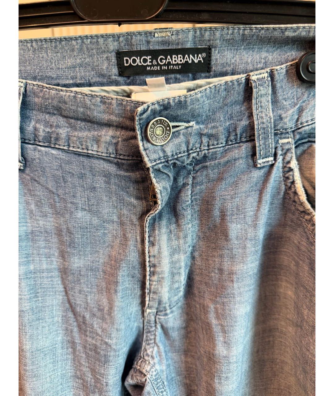 DOLCE&GABBANA Голубые хлопковые прямые джинсы, фото 3