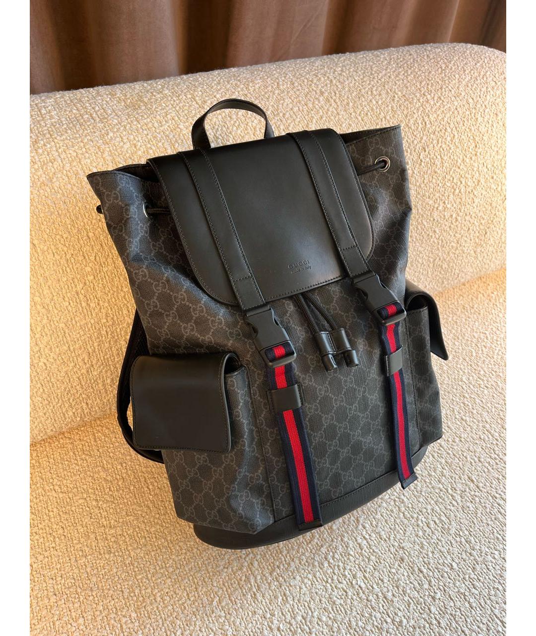 GUCCI Антрацитовый кожаный рюкзак, фото 2