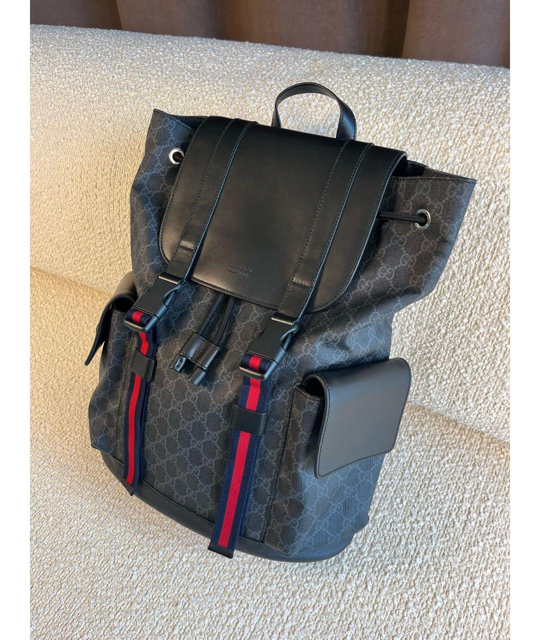 GUCCI Антрацитовый кожаный рюкзак, фото 5
