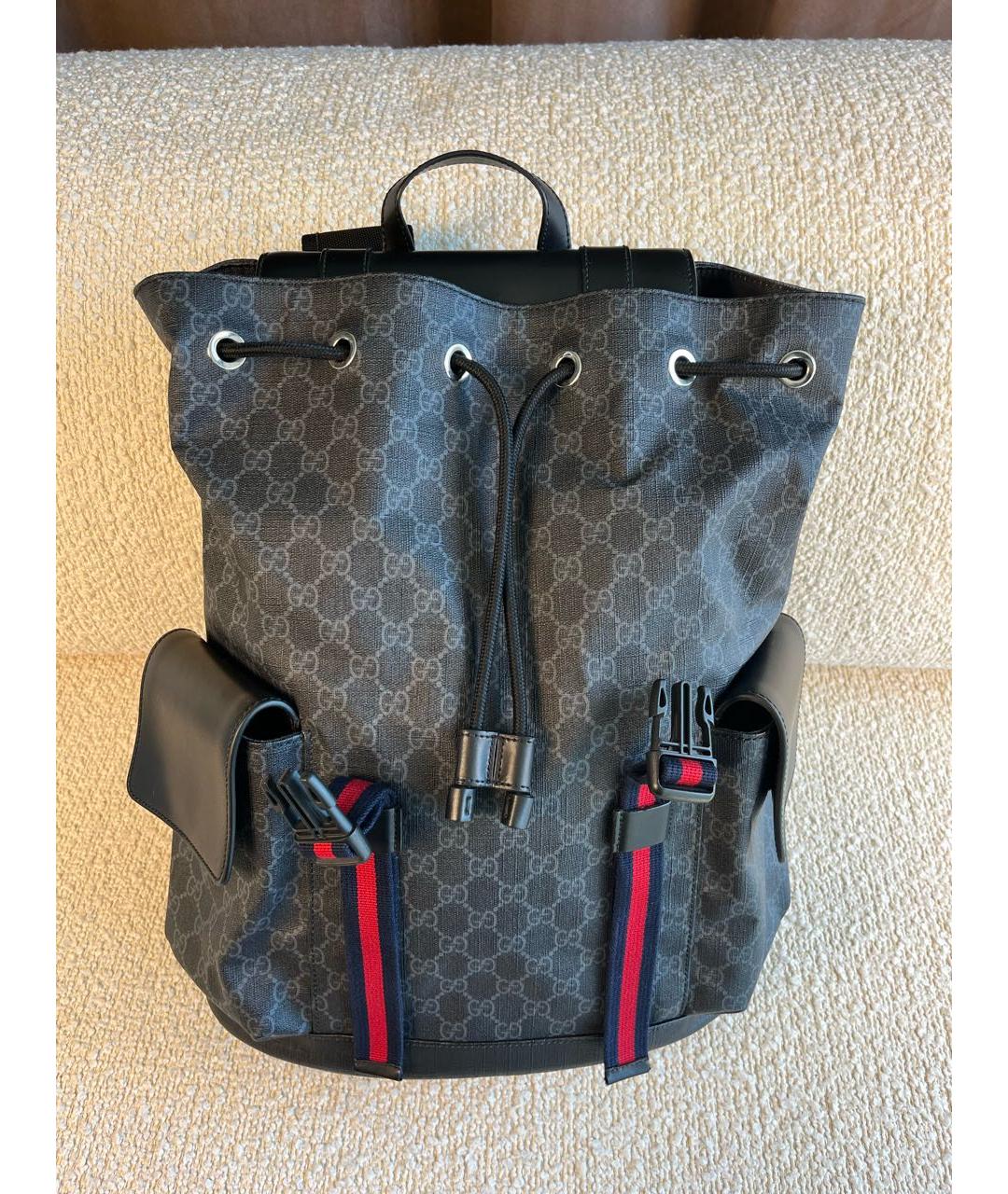 GUCCI Антрацитовый кожаный рюкзак, фото 7