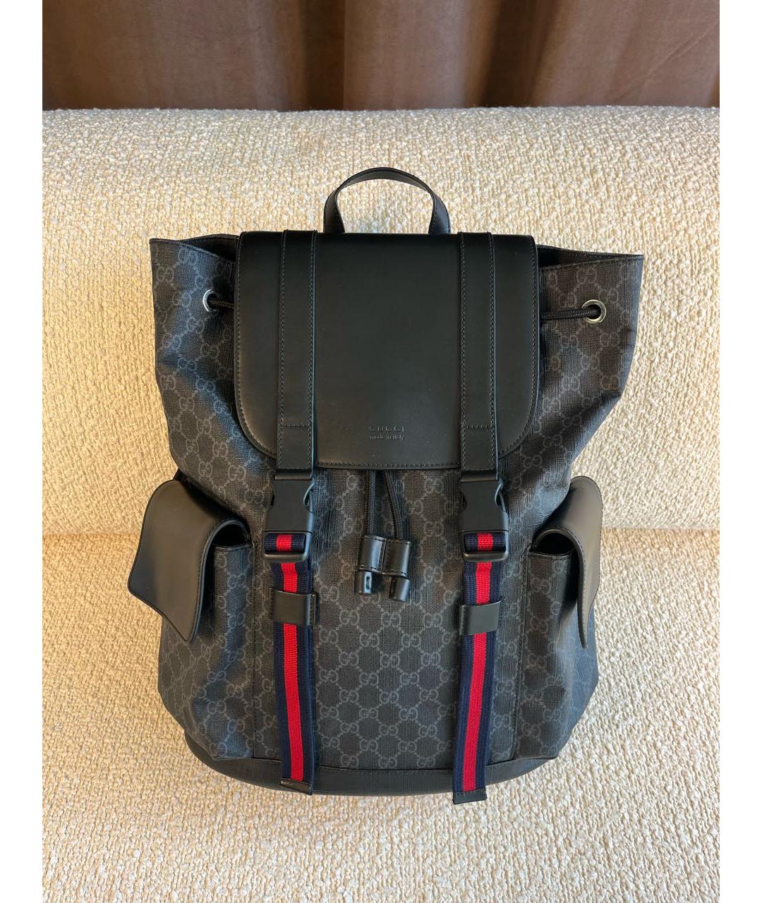 GUCCI Антрацитовый кожаный рюкзак, фото 9