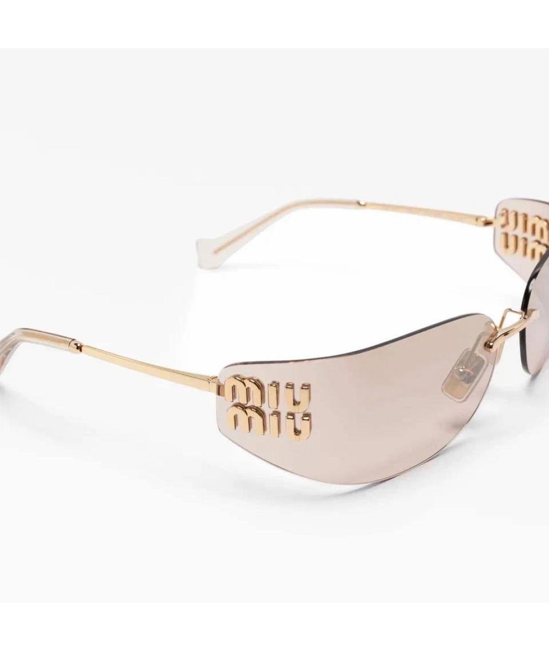 MIU MIU Бежевые металлические солнцезащитные очки, фото 2