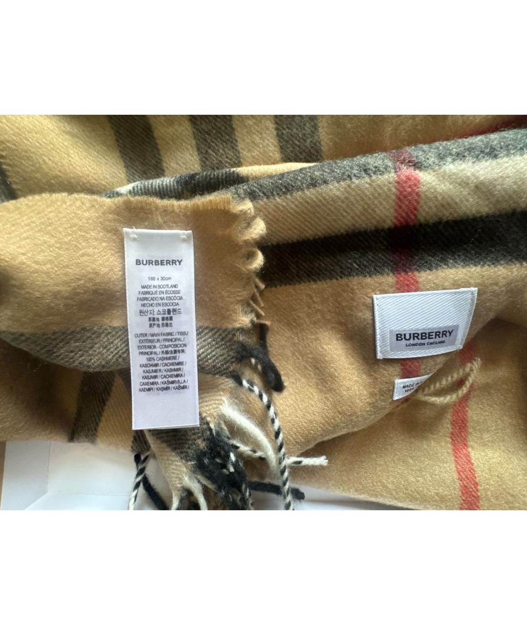 BURBERRY Бежевый кашемировый шарф, фото 4