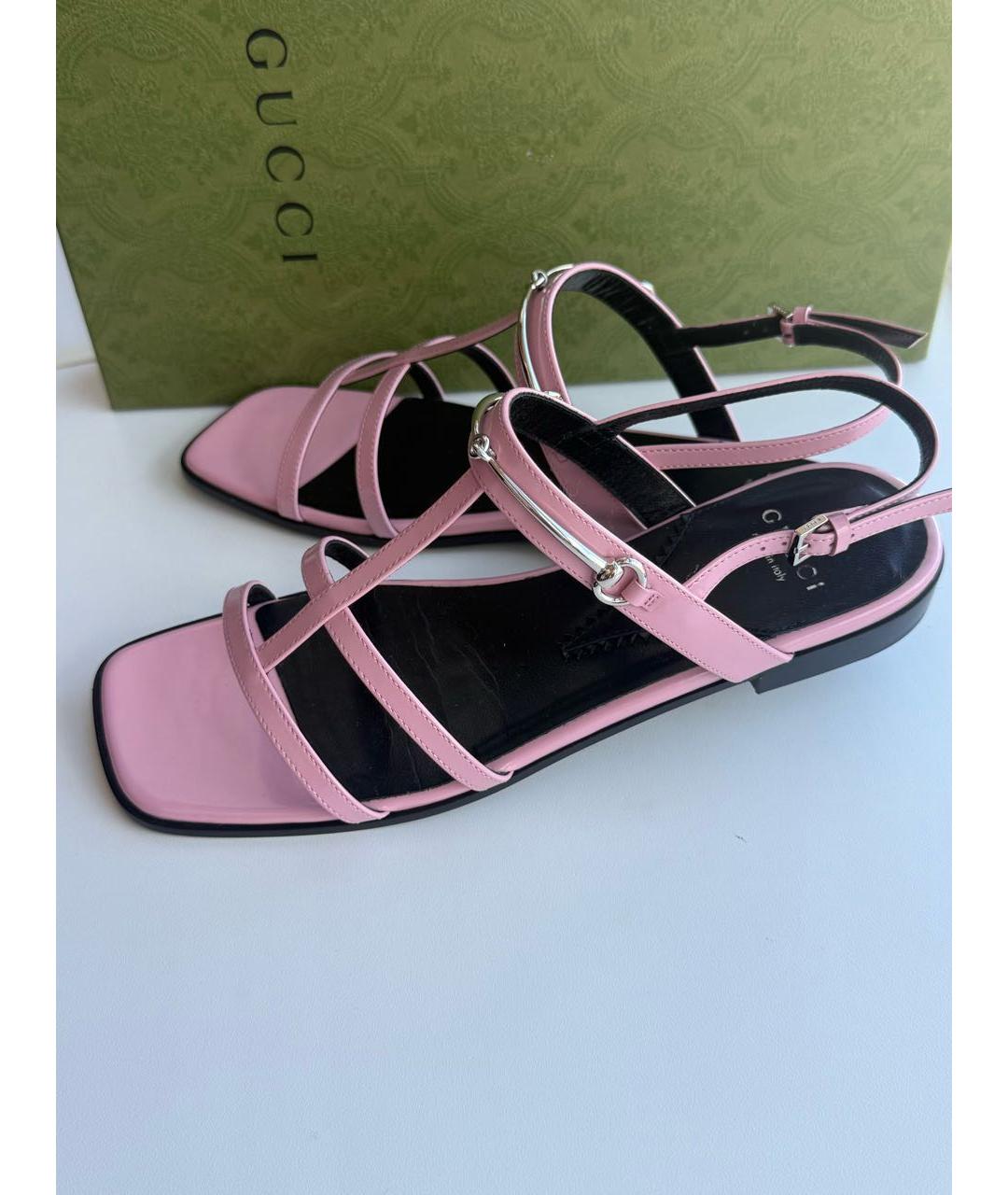 GUCCI Розовые кожаные сандалии, фото 2