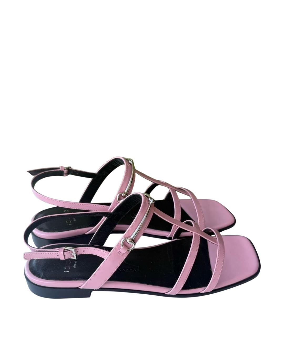 GUCCI Розовые кожаные сандалии, фото 1