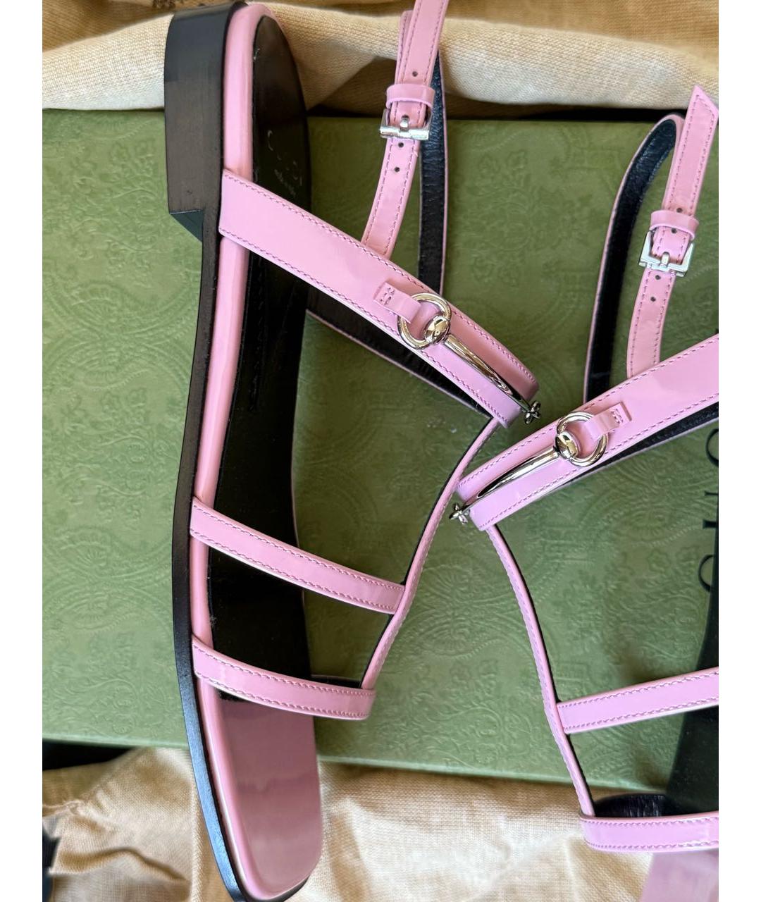 GUCCI Розовые кожаные сандалии, фото 8