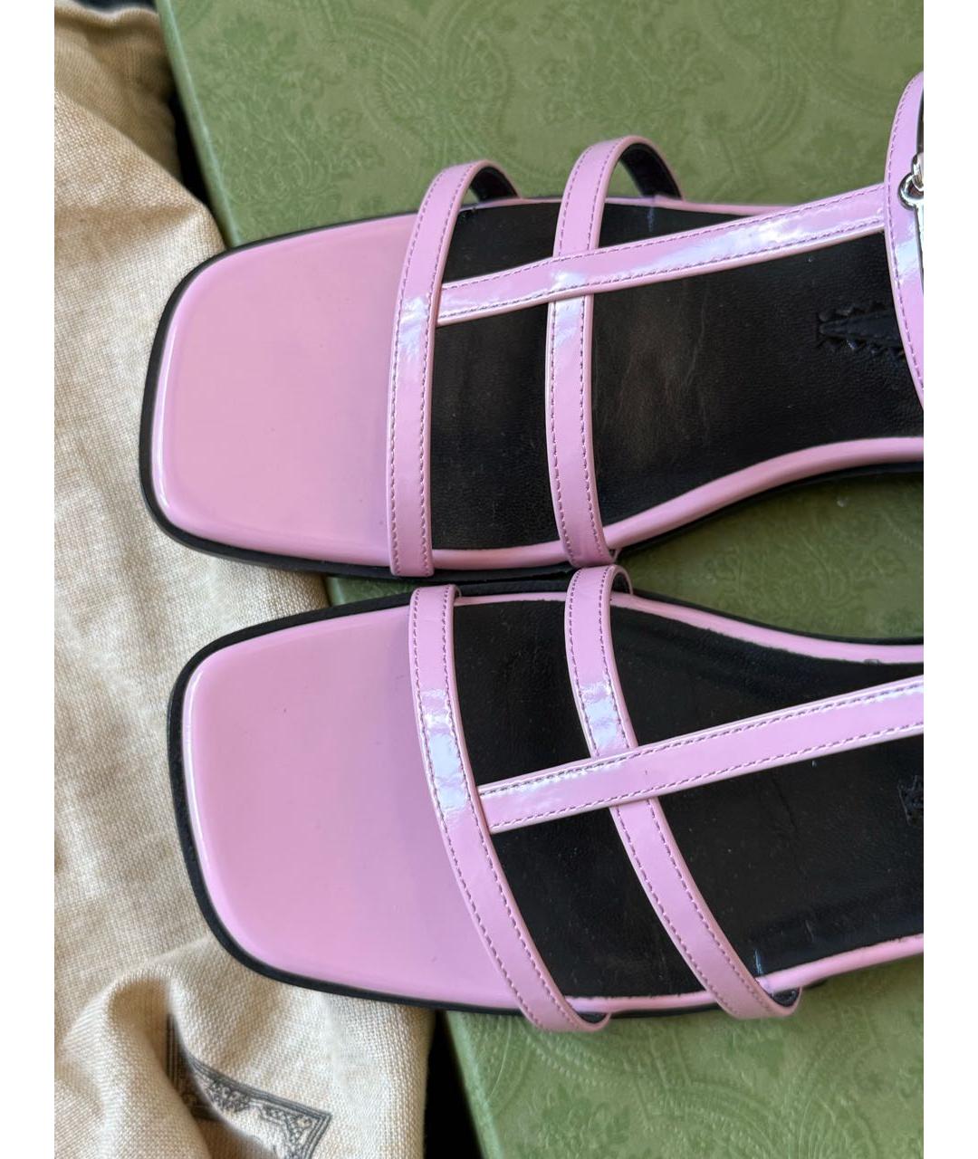 GUCCI Розовые кожаные сандалии, фото 5