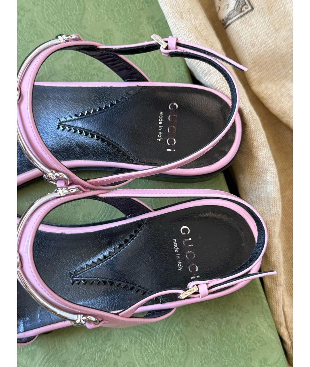 GUCCI Розовые кожаные сандалии, фото 4
