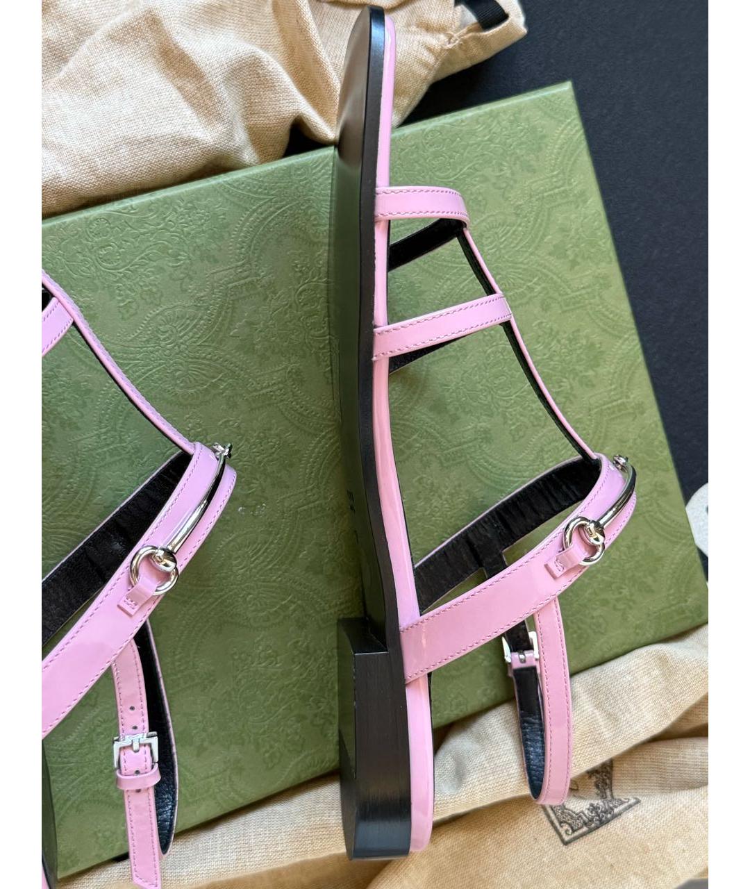 GUCCI Розовые кожаные сандалии, фото 7