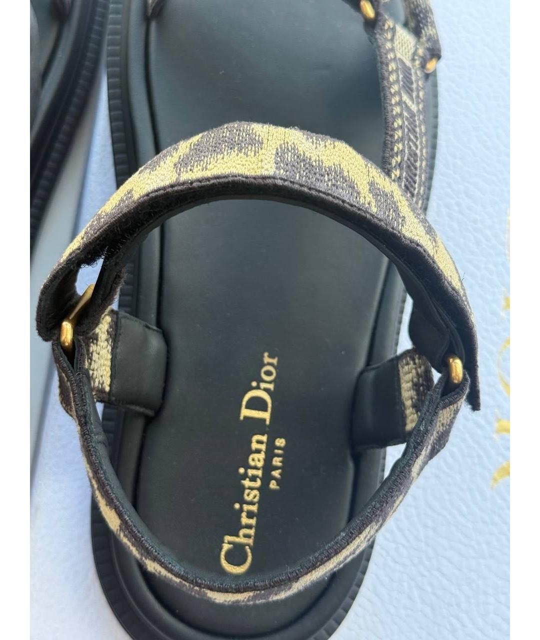 CHRISTIAN DIOR Мульти текстильные сандалии, фото 4
