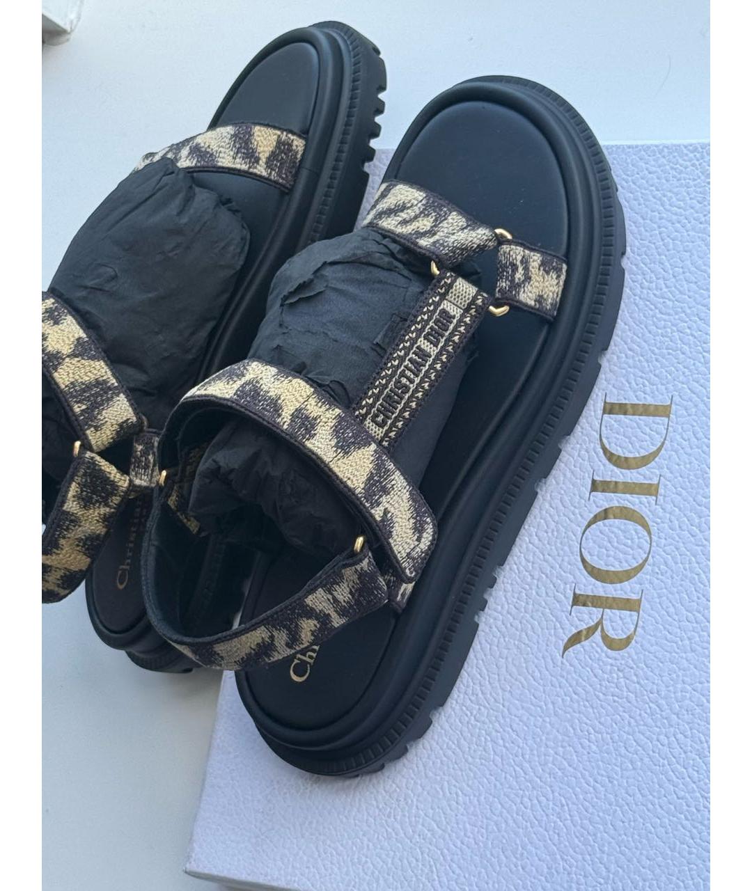 CHRISTIAN DIOR Мульти текстильные сандалии, фото 9