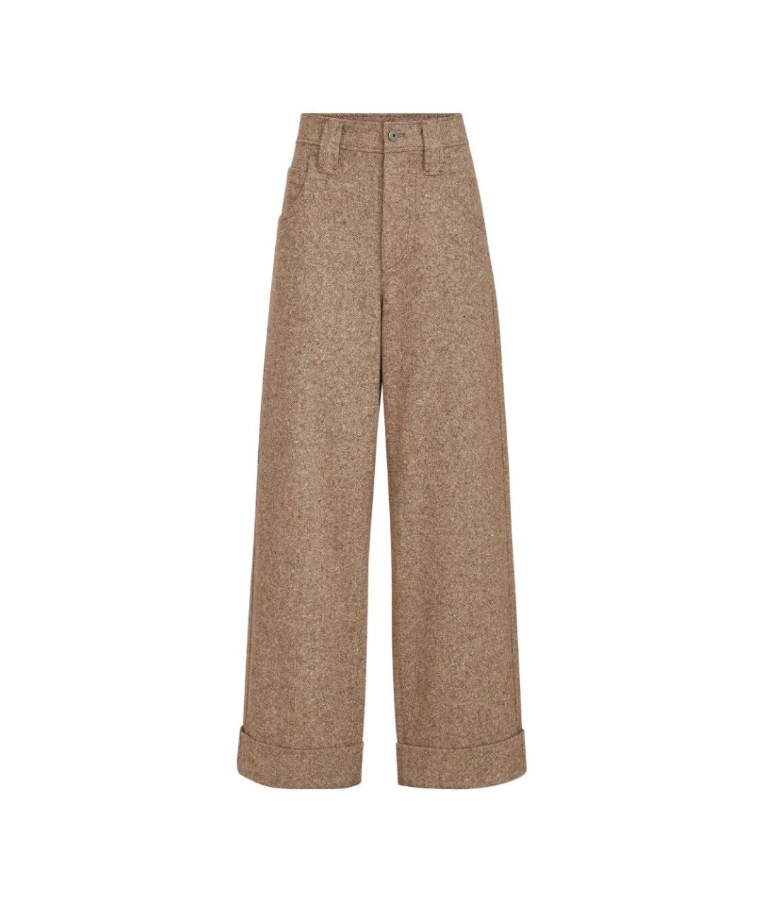 BRUNELLO CUCINELLI Коричневые шерстяные брюки широкие, фото 1