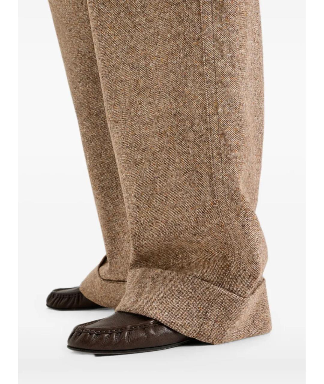 BRUNELLO CUCINELLI Коричневые шерстяные брюки широкие, фото 6