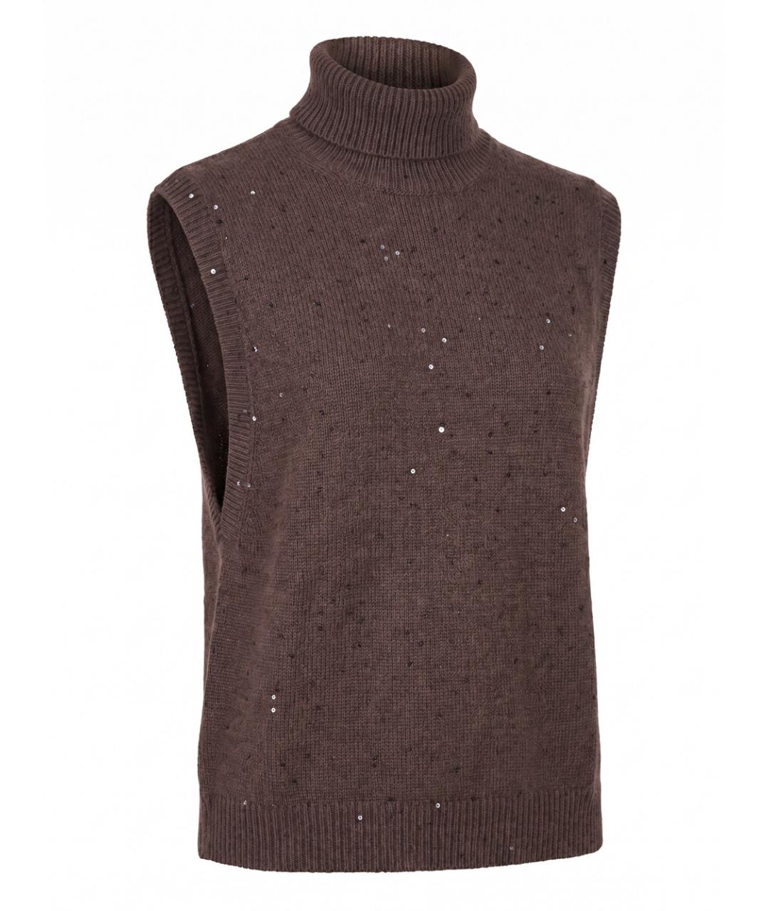 BRUNELLO CUCINELLI Коричневая шерстяная жилетка, фото 3