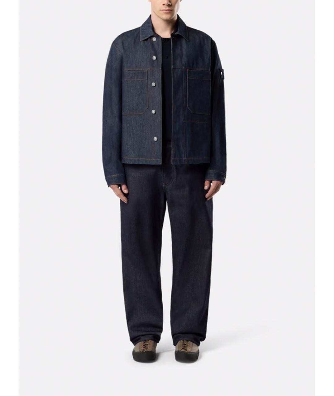 STONE ISLAND Синие хлопковые прямые джинсы, фото 3